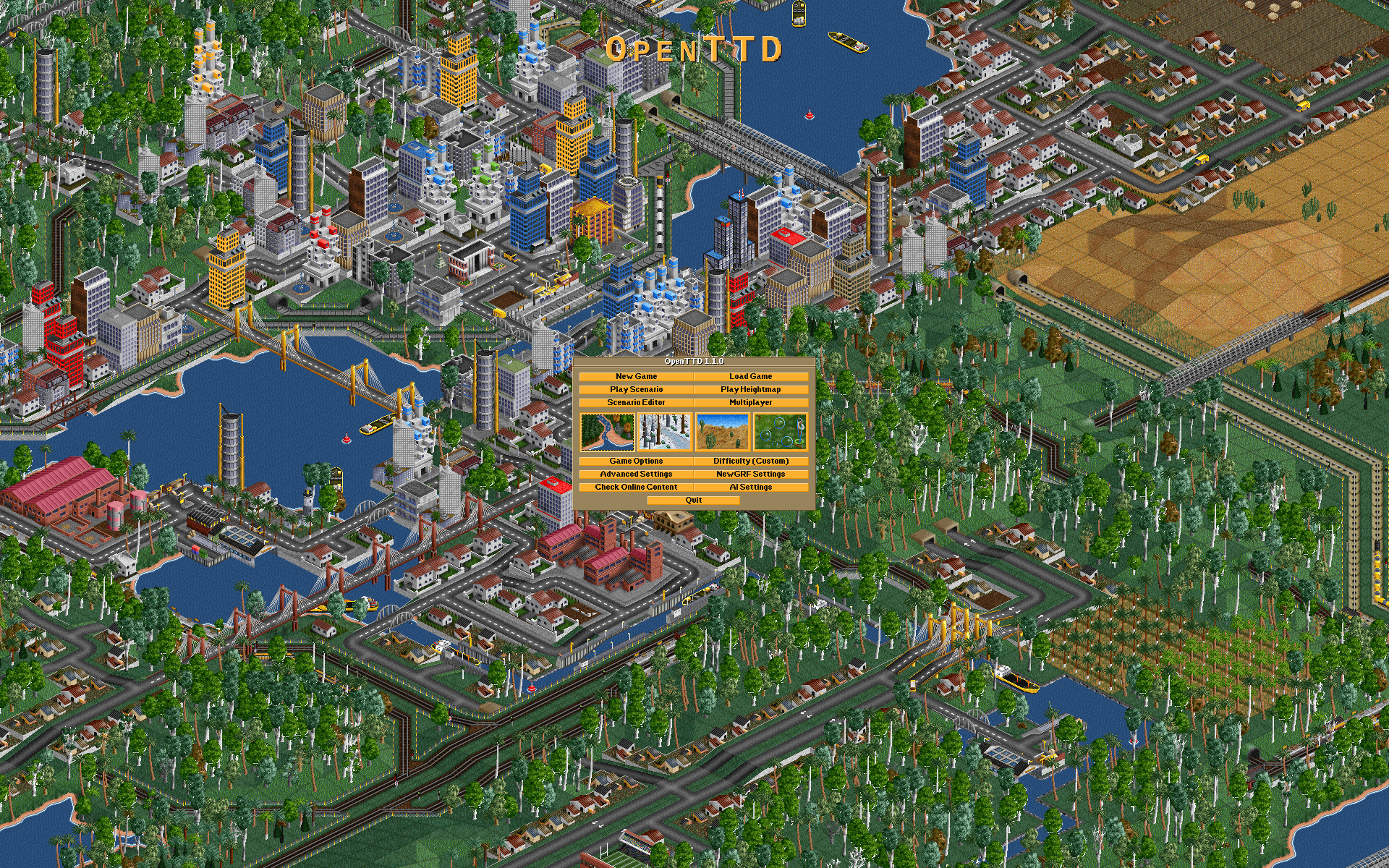 The title screen from OpenTTD 1.1